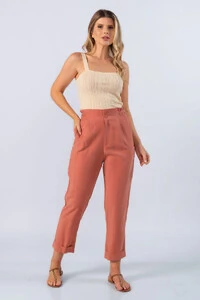 Calca jogger em viscose com bolsos