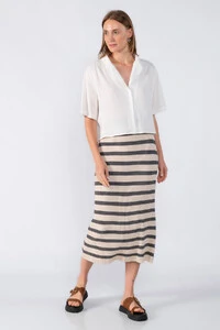 Saia midi tricot listrada