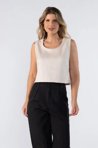Blusa curta regata suede