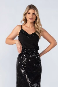 Blusa alca detalhe em paete