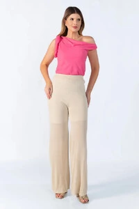 Calca pantalona fios de lurex