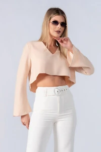 Cropped manga longa sino