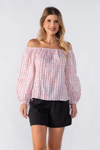 Blusa ombro a ombro com estampa
