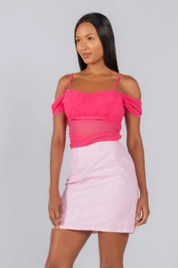 Blusa tule vazada nas costas