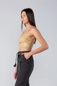 Cropped flor viscolinho ziper costas