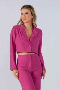 Blazer curto viscose um botao