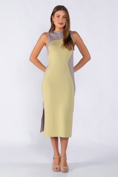 Foto Vestido midi bicolor