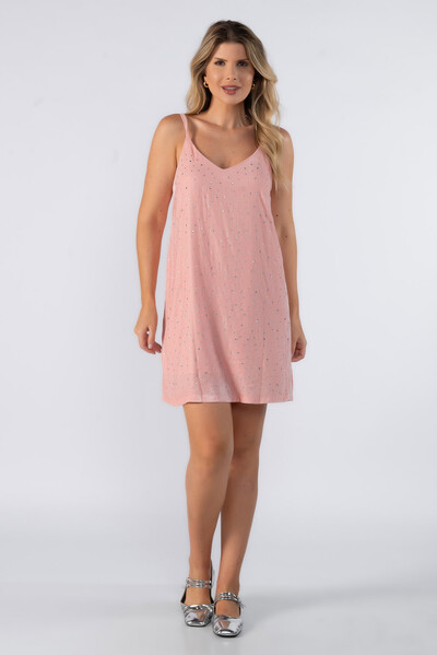 Foto Vestido curto plush com aplicacao