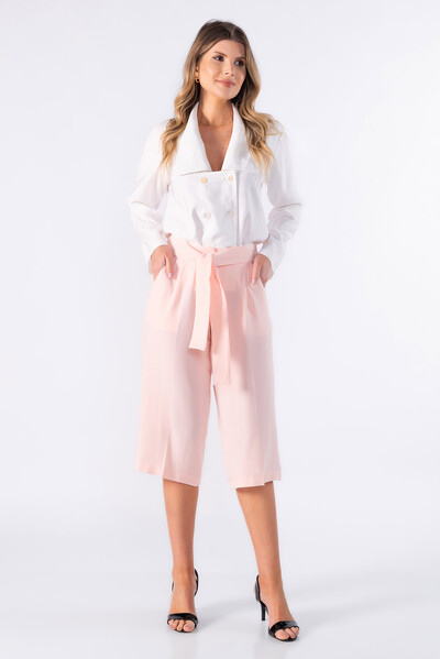 Foto Pantacour crepe com bolsos