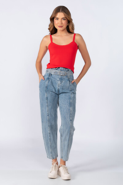 Foto Cropped em viscose detalhe ondinhas
