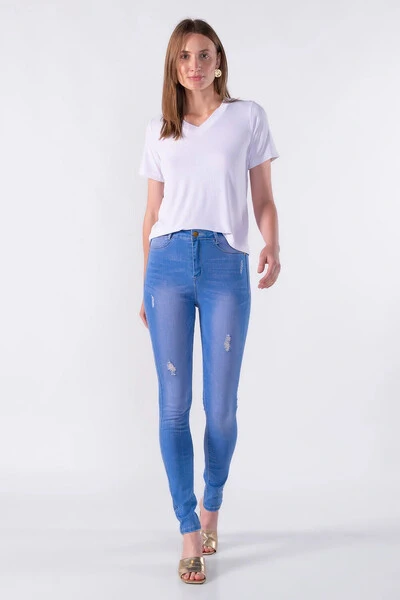 Foto Calca jeans skinny destroyed