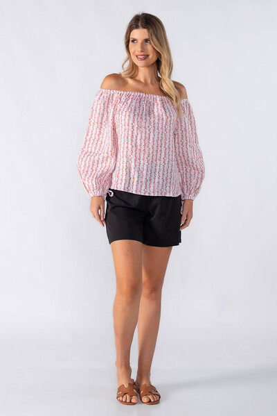 Foto Blusa ombro a ombro com estampa
