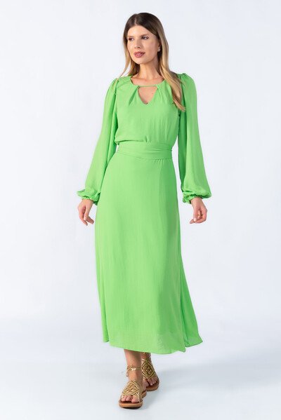 Foto Vestido midi manga longa balone