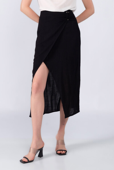 Foto Saia midi em viscose transpassada