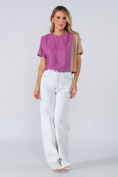 Foto Blusa cropped bicolor viscose ampla
