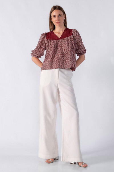 Foto Blusa bata texturizada e manga 3/4