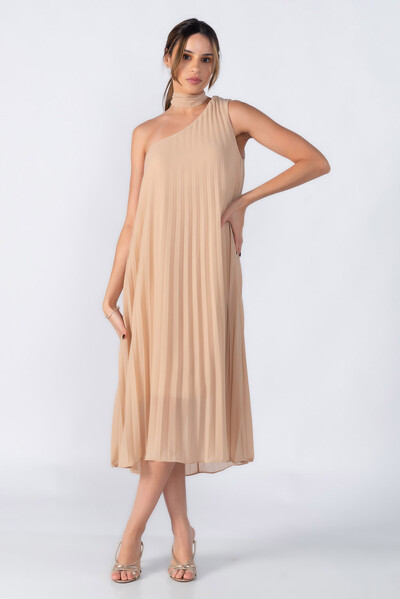 Foto Vestido plissado um ombro