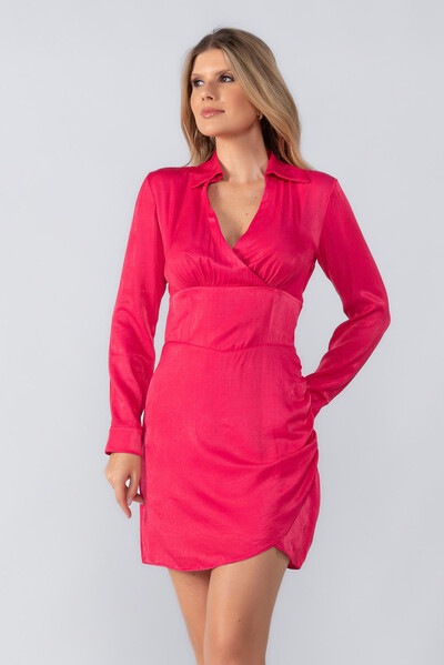 Foto Vestido viscose acetinado decote transversal
