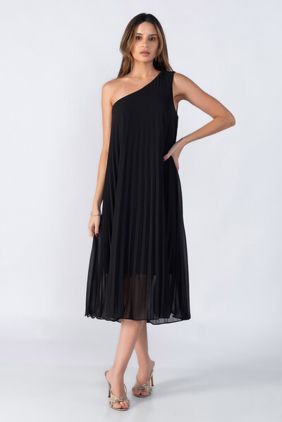 Foto Vestido plissado um ombro