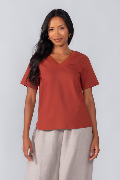 Foto Blusa linho decote em v