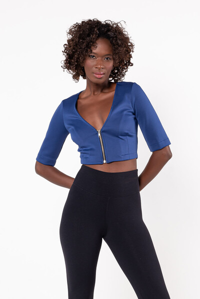 Foto Cropped decote v com ziper frontal