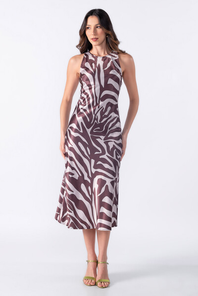 Foto Vestido midi cetim zebra