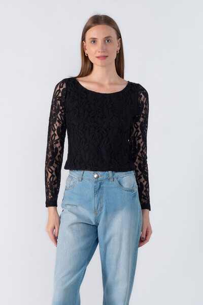 Foto Blusa renda manga longa