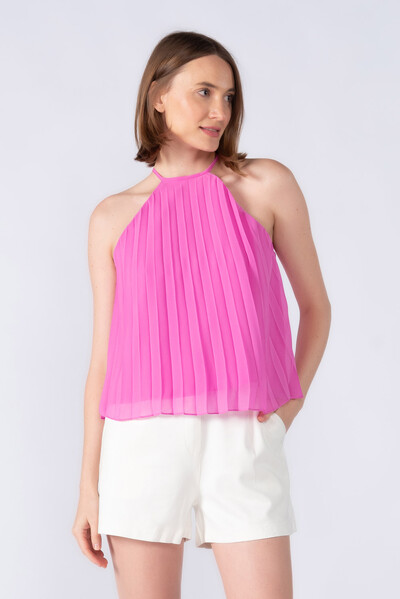 Foto Blusa crepe plissada e forrada
