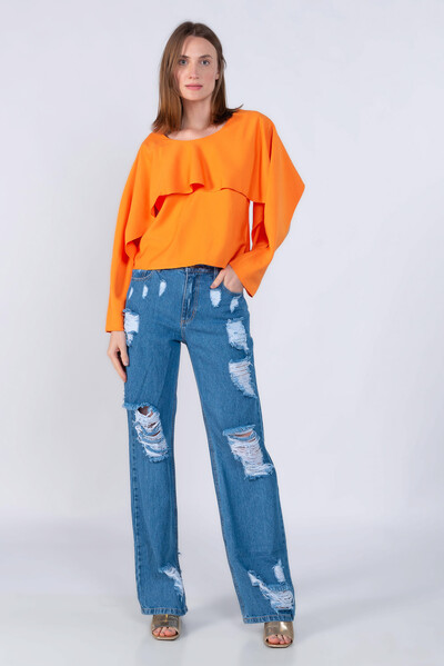Foto Blusa em viscose recorte manga