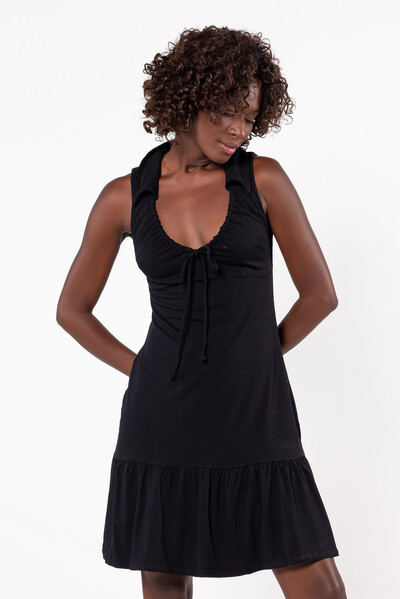 Foto Vestido moletinho com gola decote v
