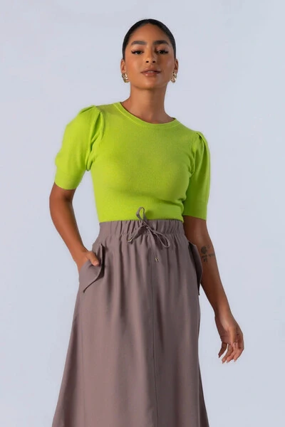 Foto Blusa em viscose manga princesa