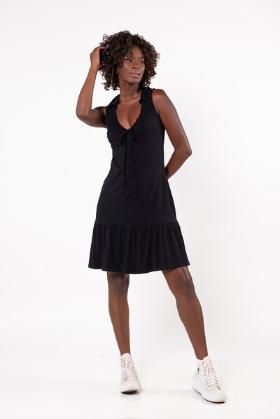 Foto Vestido moletinho com gola decote v