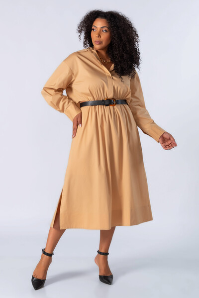 Foto Vestido midi tricoline recorte cintura