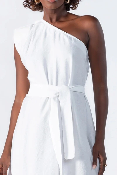 Foto Vestido midi um ombro amplo