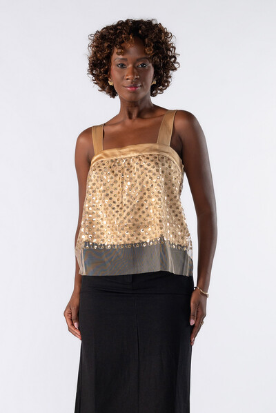 Foto Blusa de alça bordado com paete