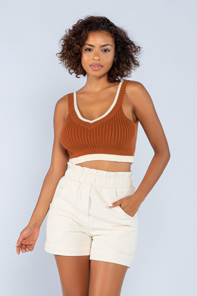 Foto Cropped em tricot bicolor