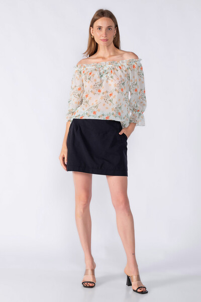 Foto blusa bata chiffon ombro a ombro