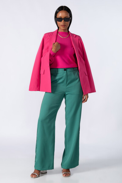 Foto Calca pantalona poliester com lista