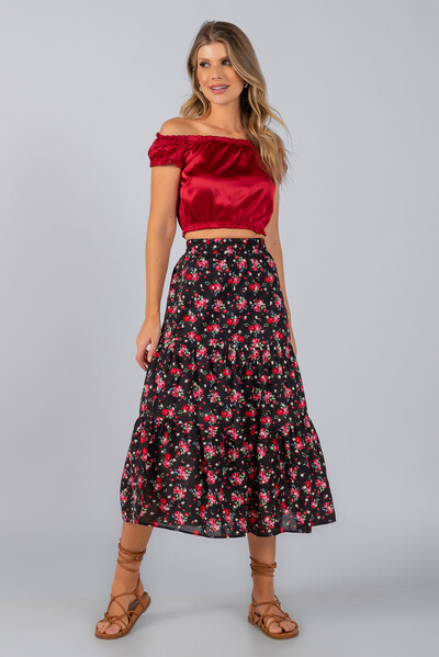 Foto Blusa cropped cetim ciganinha