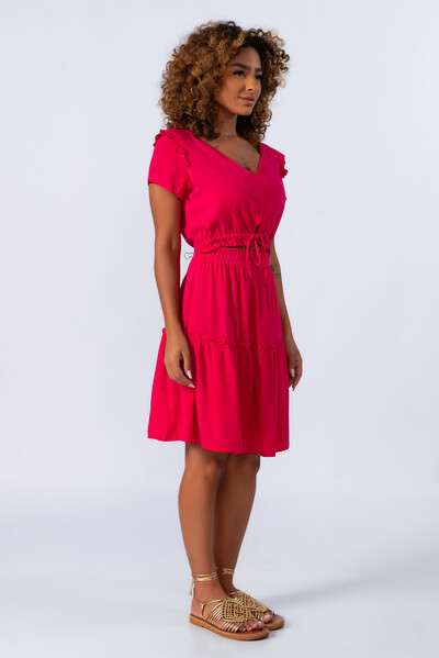 Foto Vestido em viscose com babados e ziper