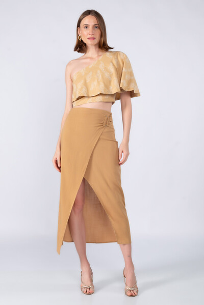 Foto Saia midi em viscose transpassada
