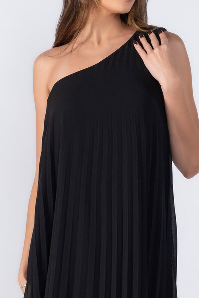 Foto Vestido plissado um ombro
