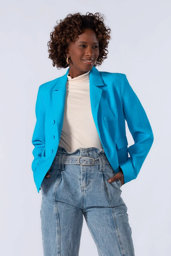 Blazer em viscose com botoes