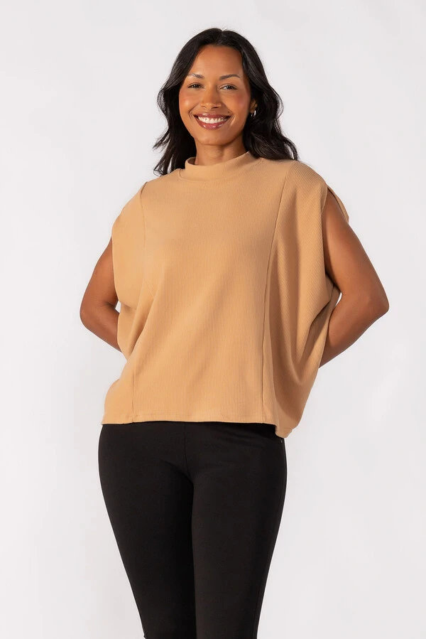 Blusa flanelada gola alta