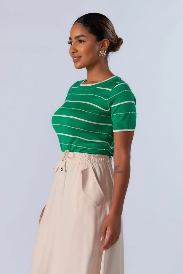 Blusa em viscose listrada