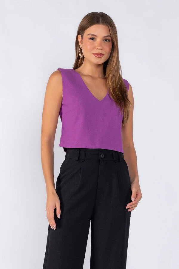 Blusa curta decote v