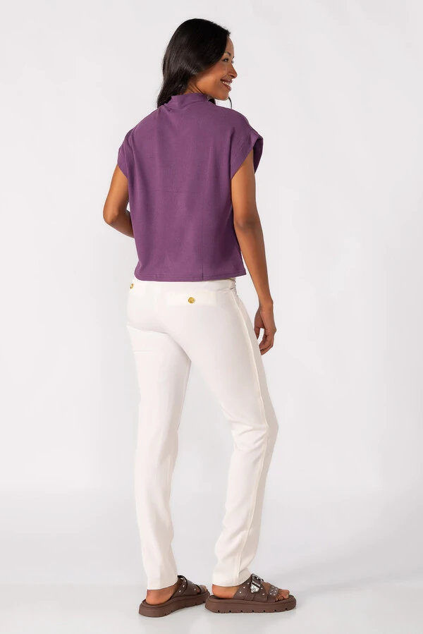 Blusa gola alta canelada