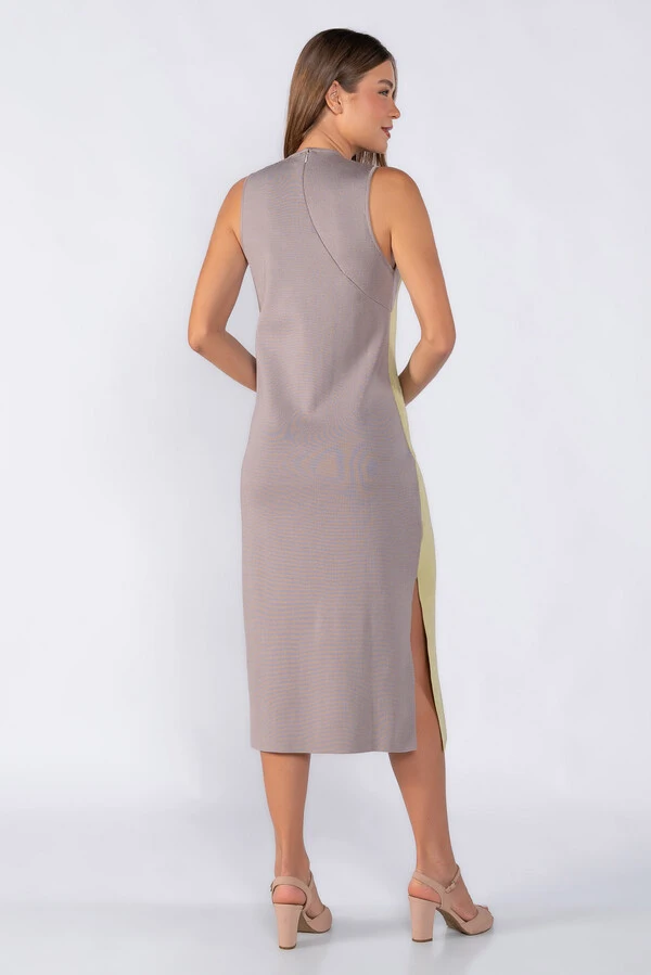 Vestido midi bicolor