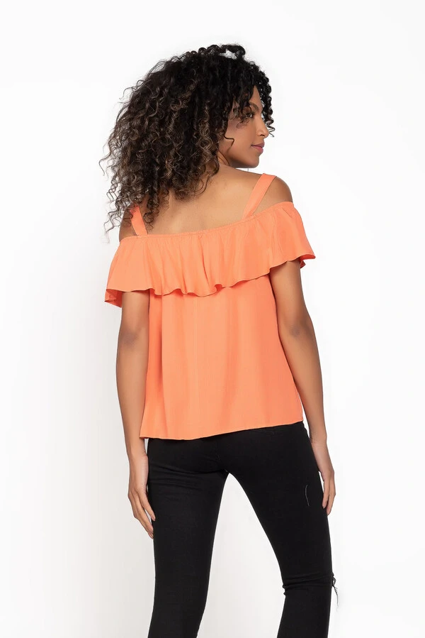Blusa em viscose com alca e babado