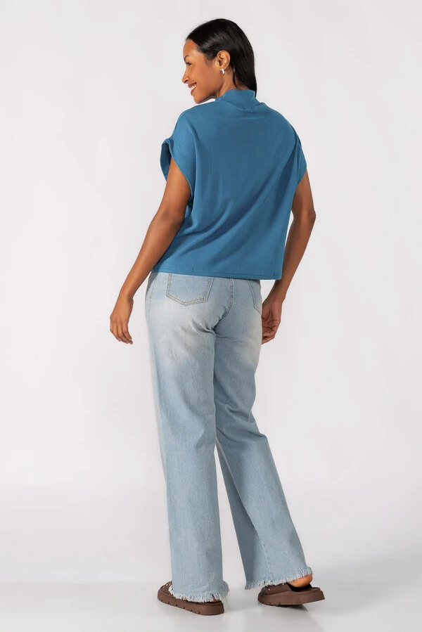 Blusa gola alta canelada